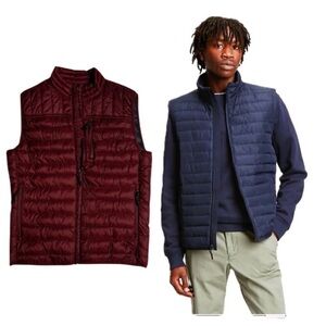 GAP Coldcontrol Men's S Puffer Vest Quilted Vest Burgundy Packable